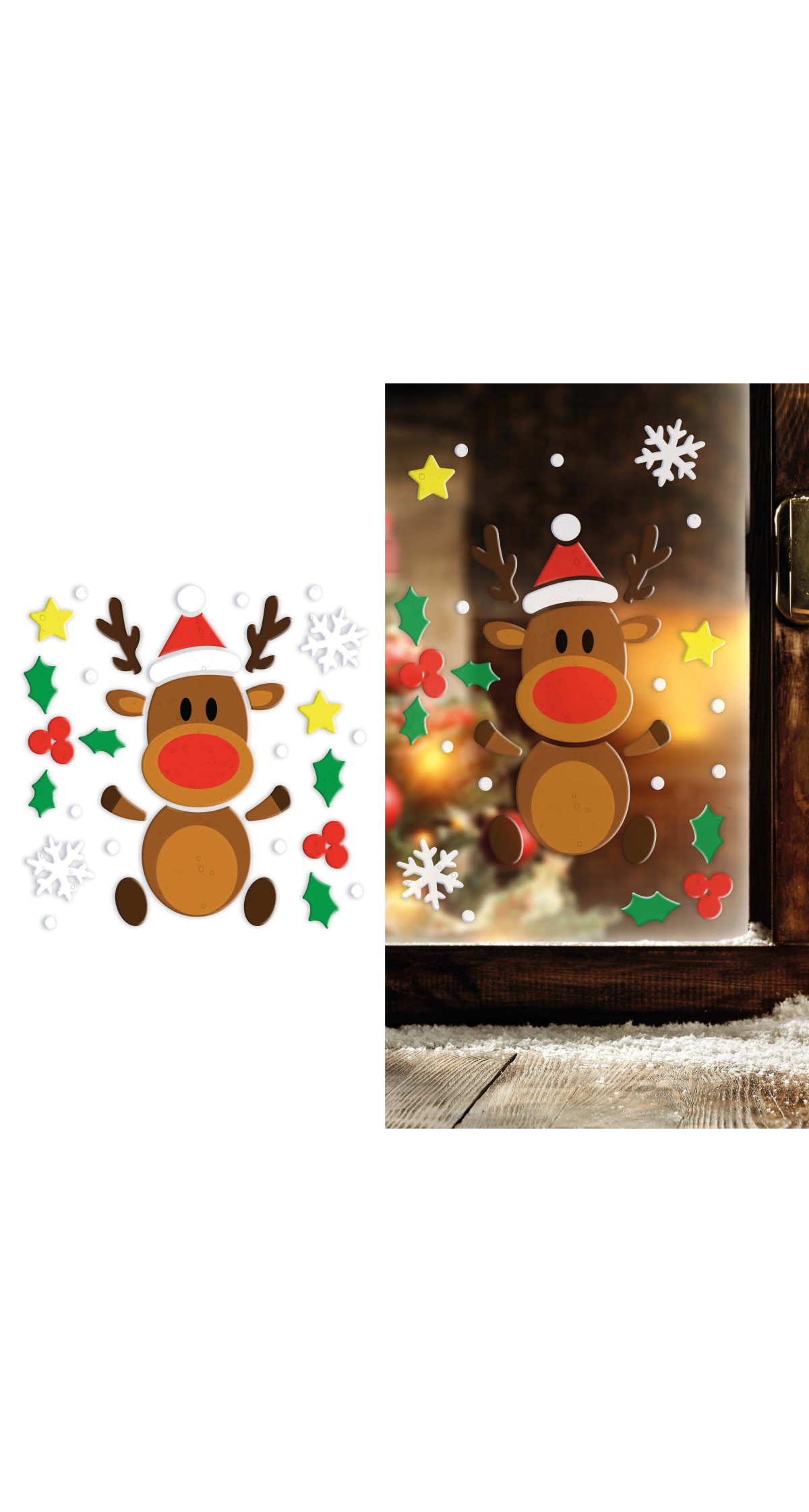 Christmas Reindeer Gel Window Decoration 20x25cm