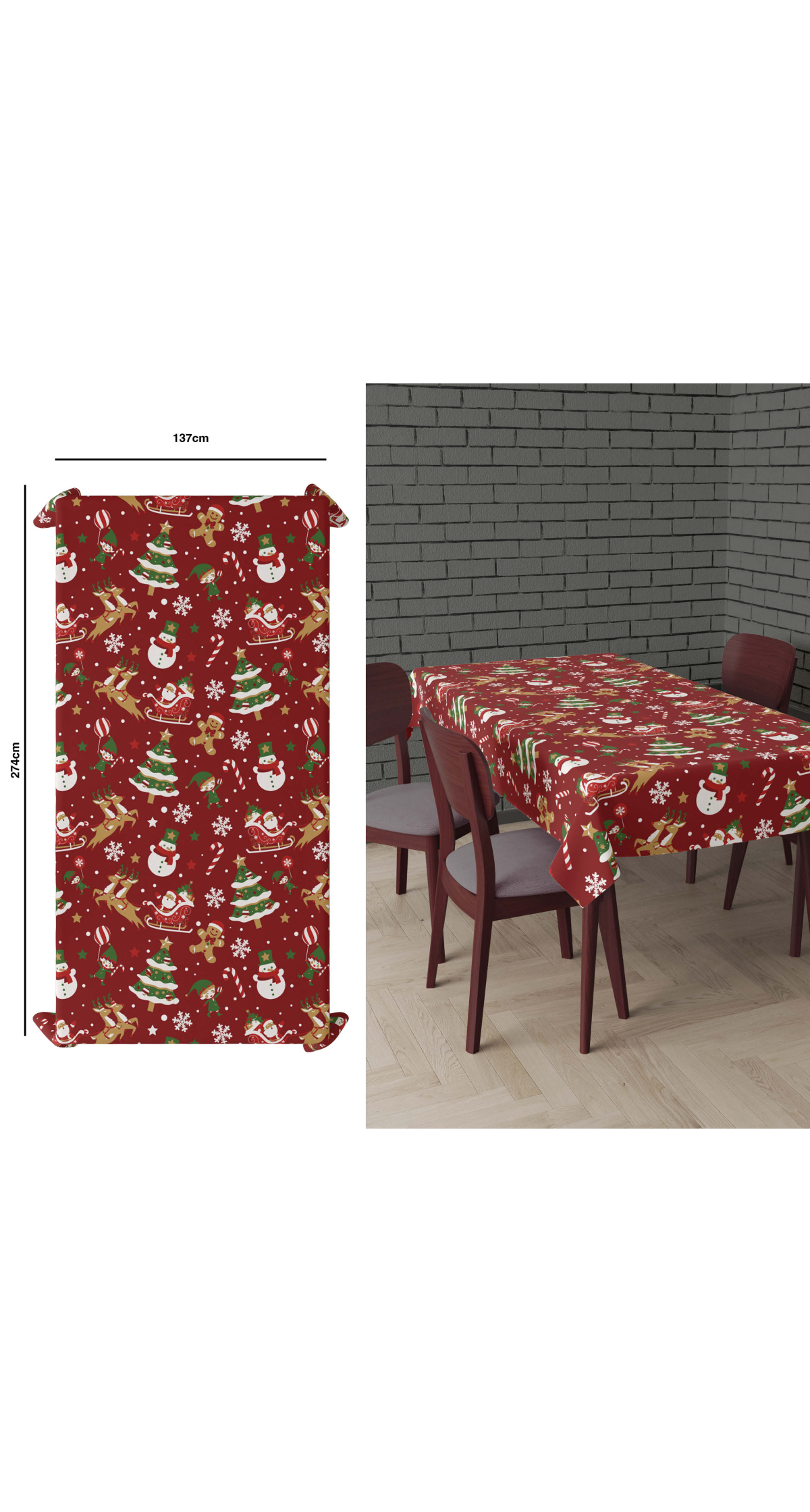 Christmas Reindeer Table Cover 137x274cm