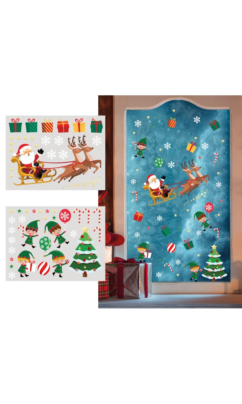 Christmas Santa Window Stickers 2 Sheets 30x40cm