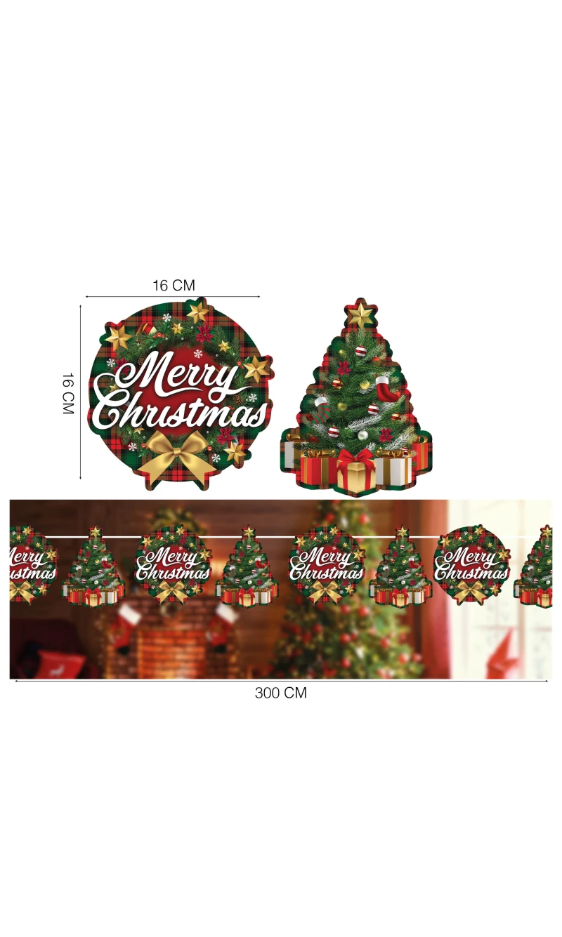 Christmas Merry Christmas Garland Banner 300cm (16x16cm)