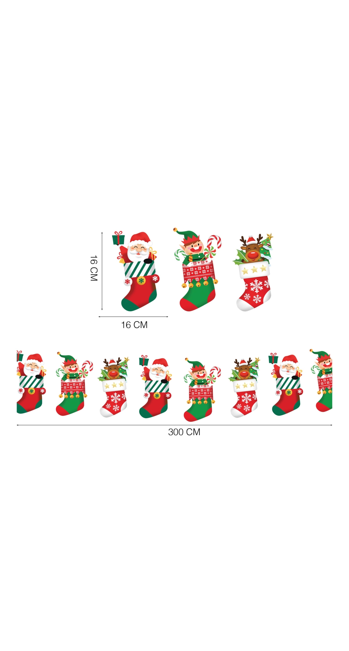 Christmas Stockings Garland Banner 300cm (16x16cm)