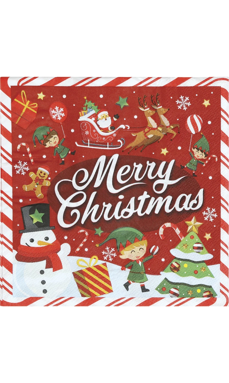 Christmas Merry Christmas Napkins 16x16cm - 20pcs