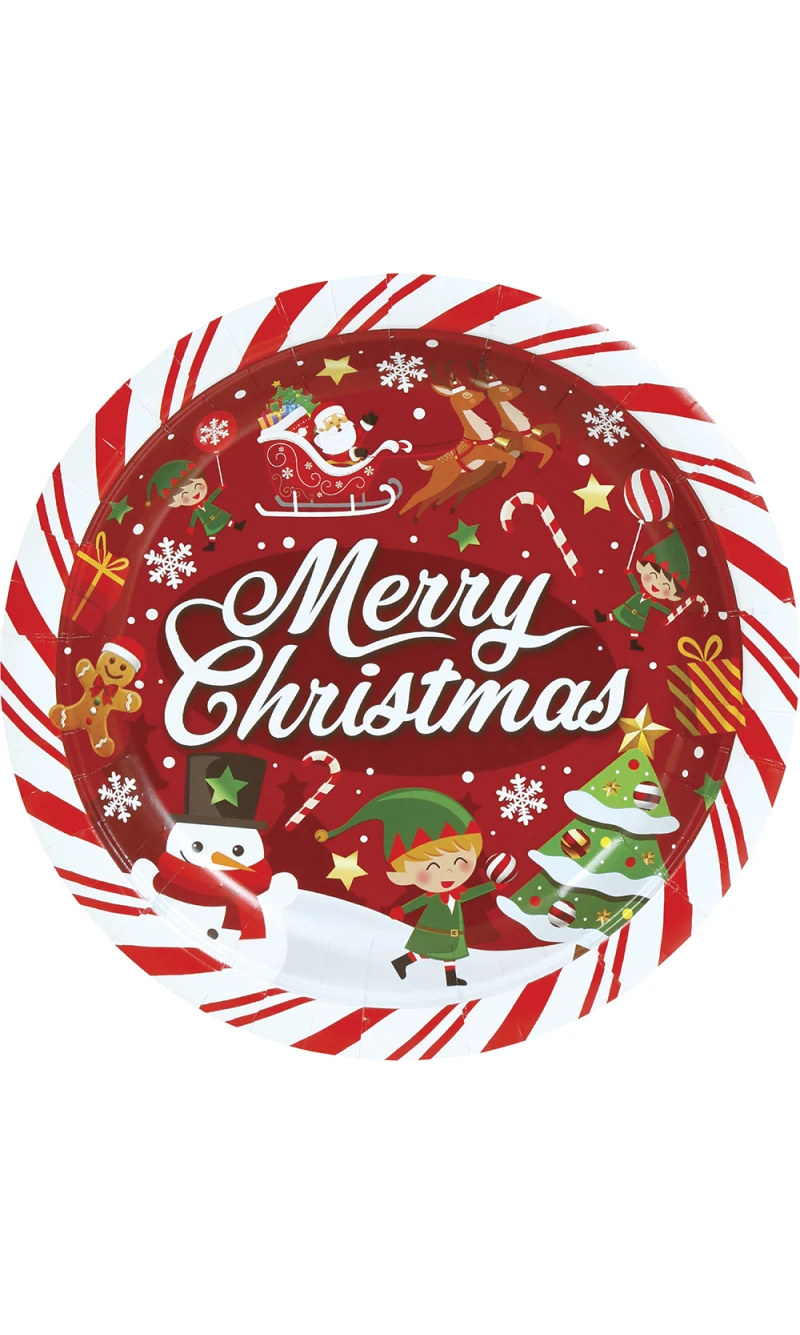 Christmas Merry Christmas Plates 23cm - 6pcs