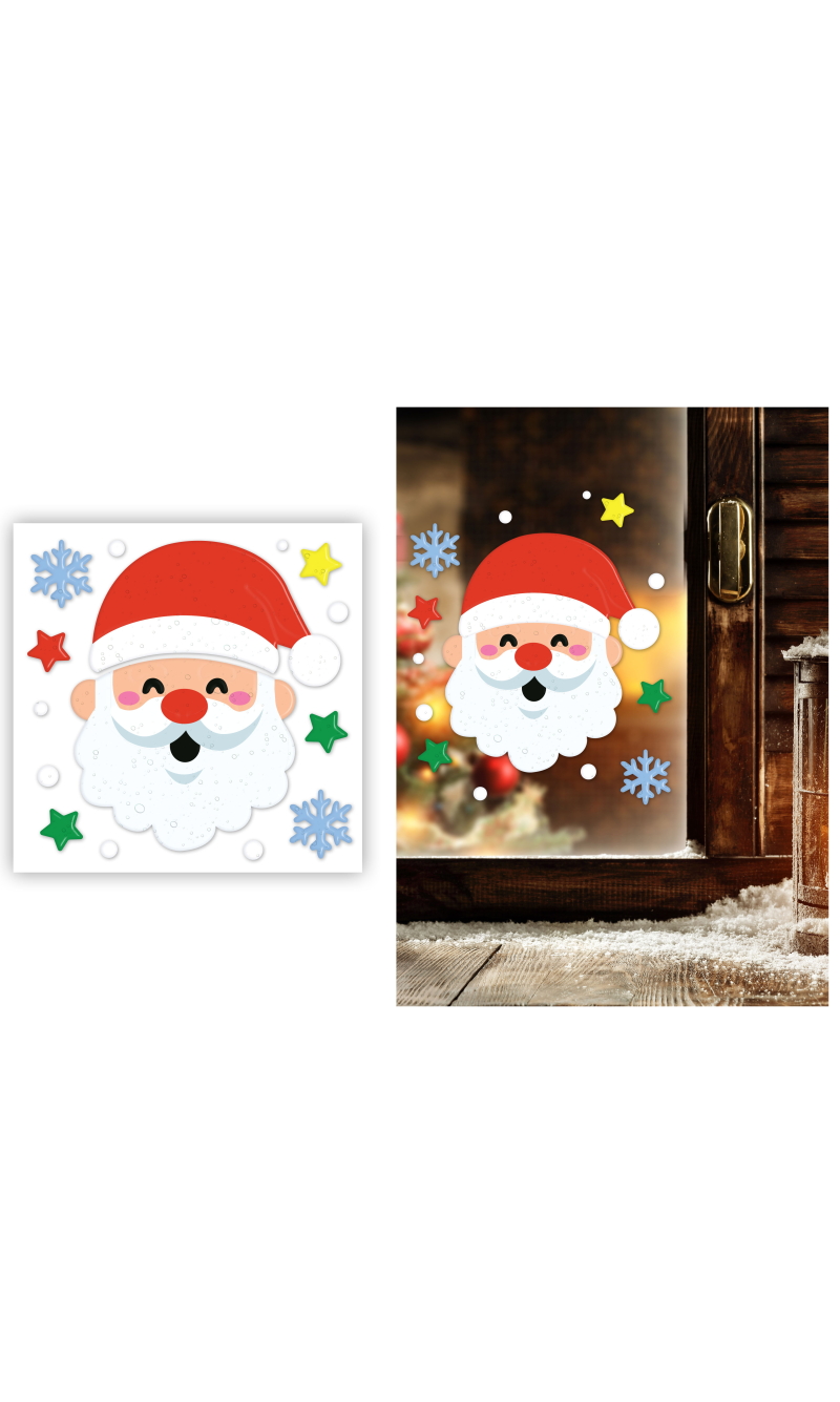 Christmas Santa Claus Window Gel Decoration 20x25cm