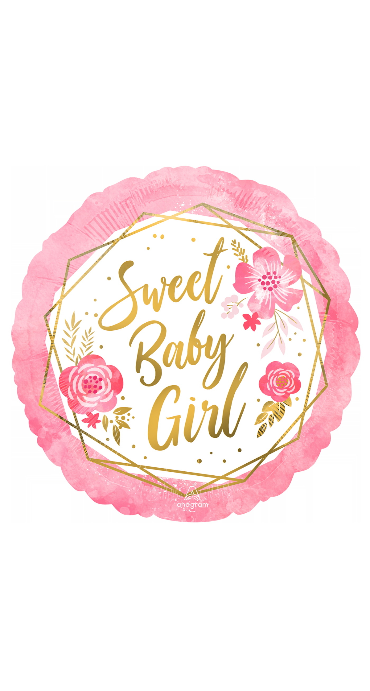 Baby Girl Floral Geo Standard Circle Foil Balloon 17" (42cm)