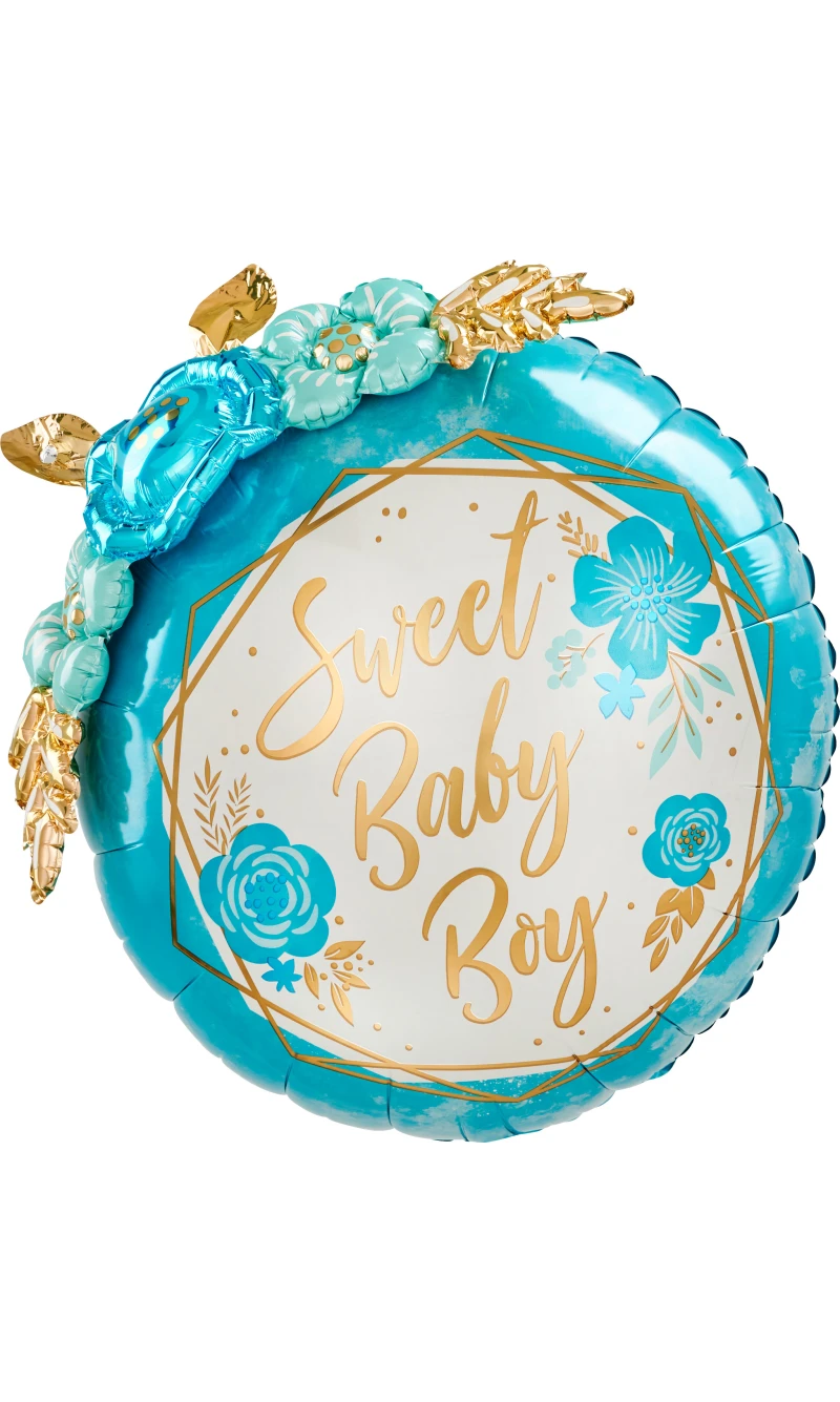 Baby Boy Floral Geo Air Fill Only Foil Balloon - 91 x 91cm