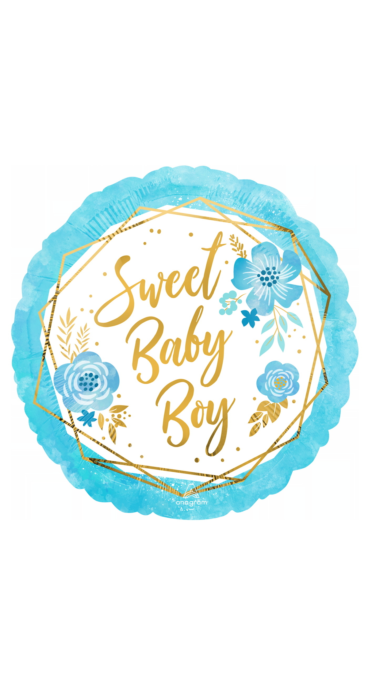 Baby Boy Floral Geo Standard Circle Foil Balloon 17" (42cm)