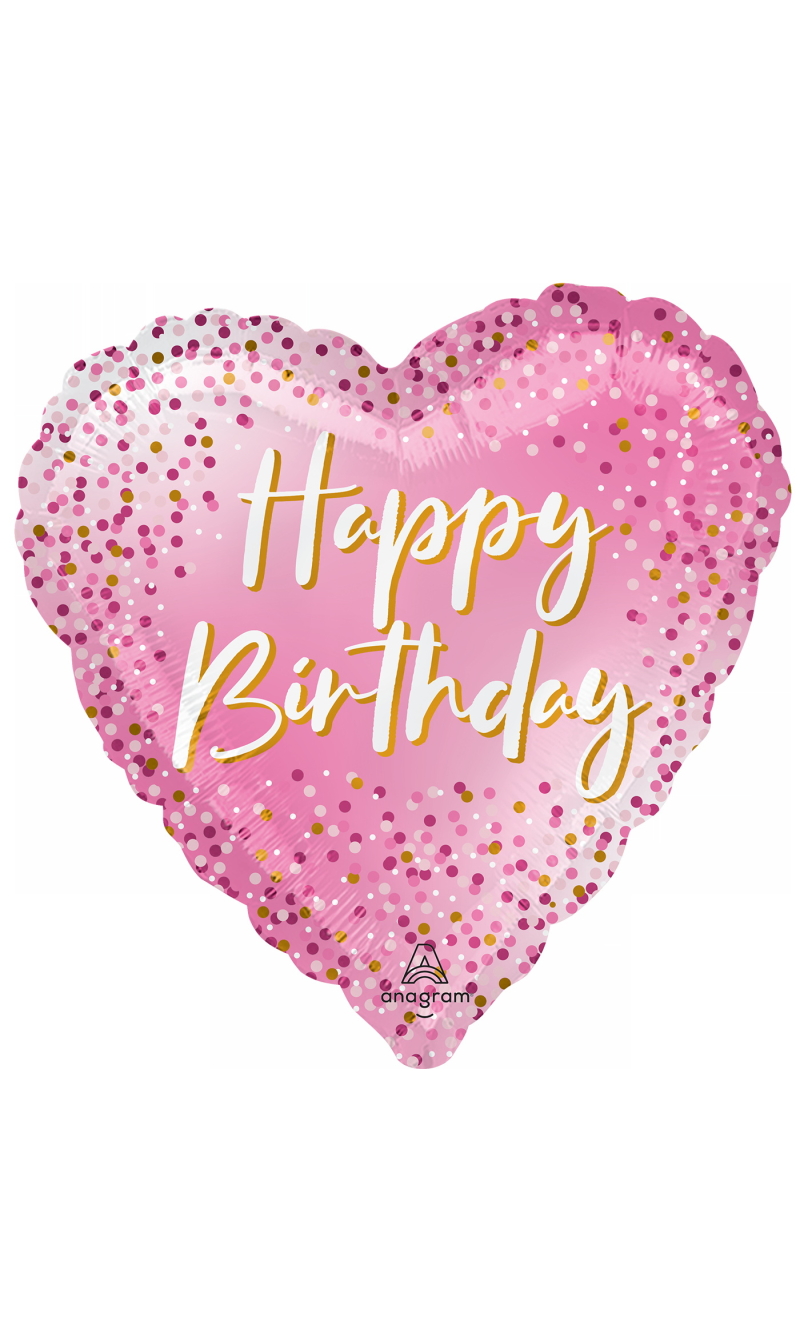 Happy Birthday Dots Standard Heart Foil Balloon 17" (42cm)