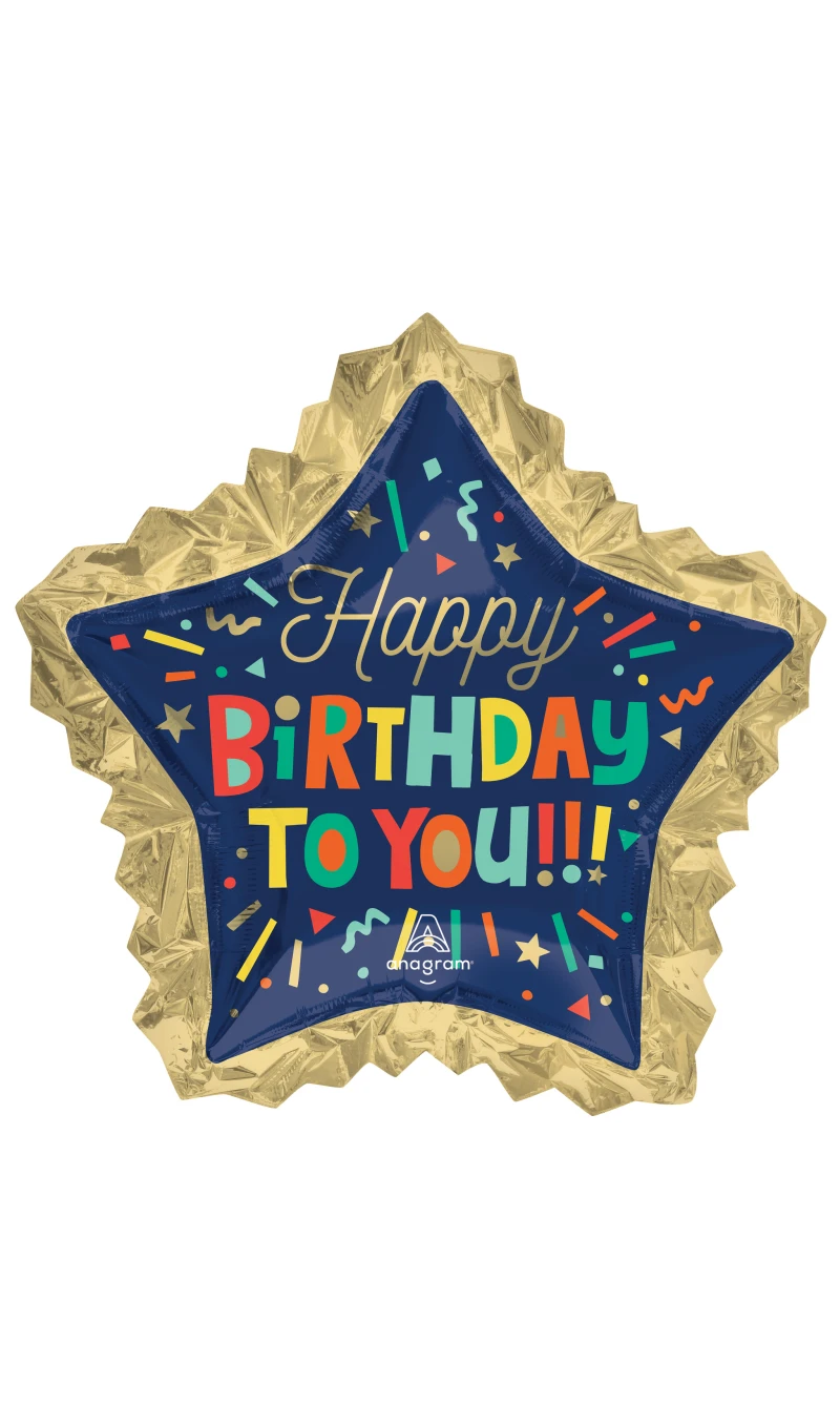 Bright Birthday Blocks SuperShape Foil Balloon - 86 x 81cm