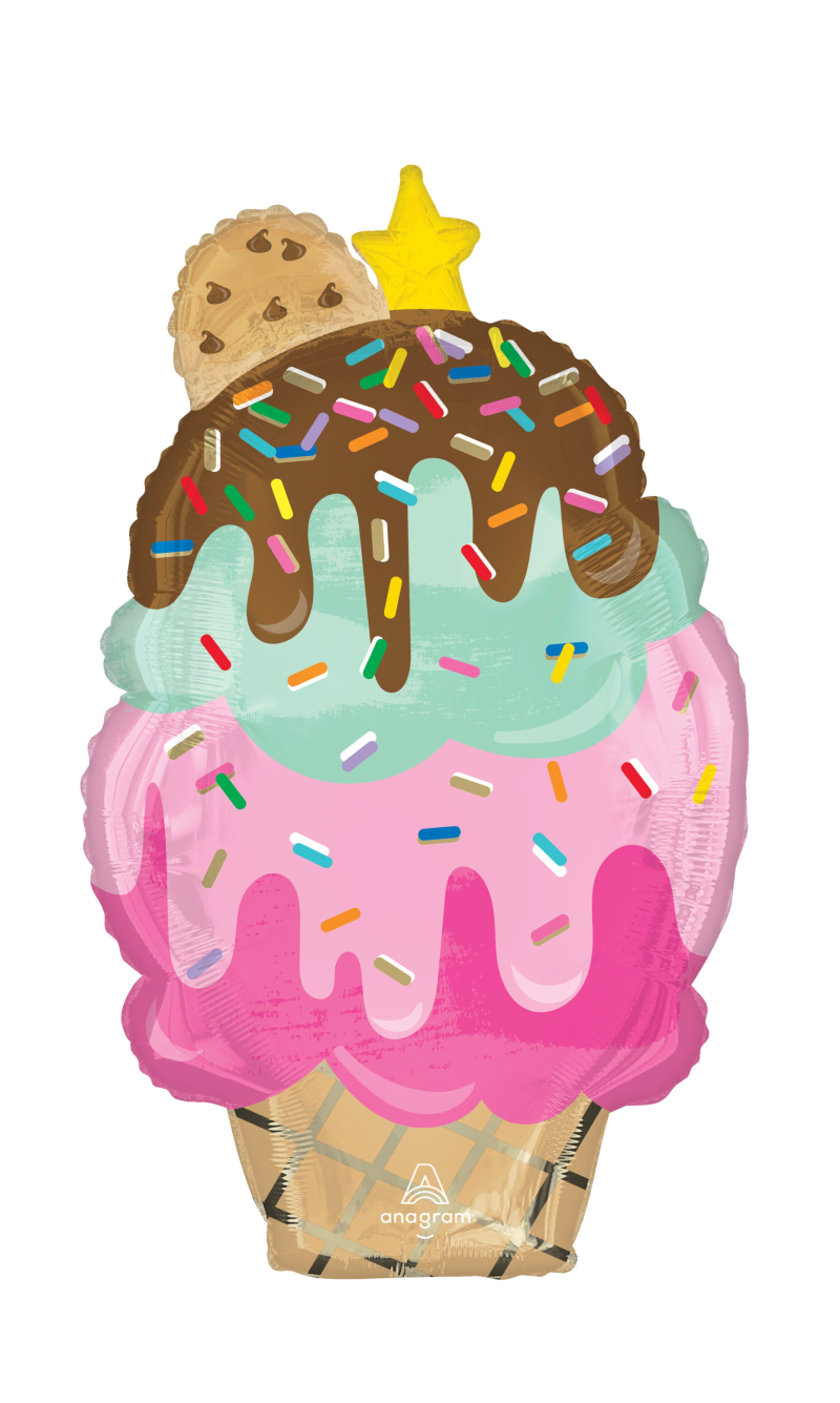 Here's the Scoop Cone SuperShape Foil Balloon - 48 x 76cm