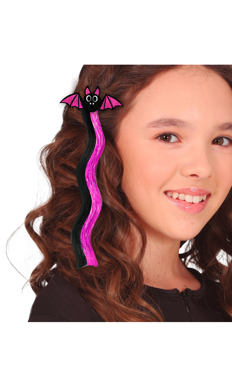 Halloween Black & Lilac Bat Hair Tuft
