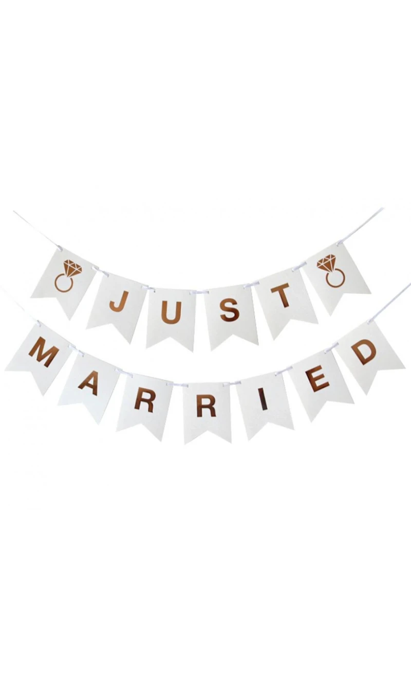 Wedding Paper Garland Just Married 300cm, DIY, Flag's Hight 18cm