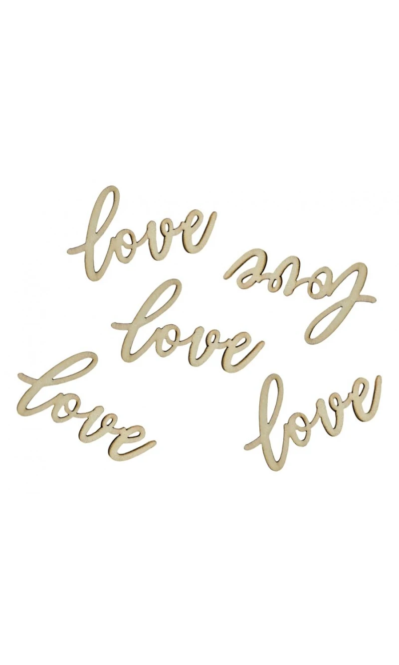 Wooden Confetti Love, 6 x 3cm - 18pcs