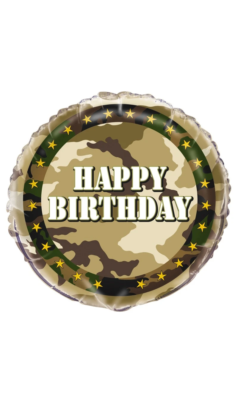 Military Camo Round Foil Balloon 18 Inch