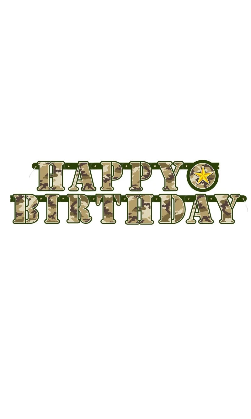 Military Camo Happy Birthday Banner