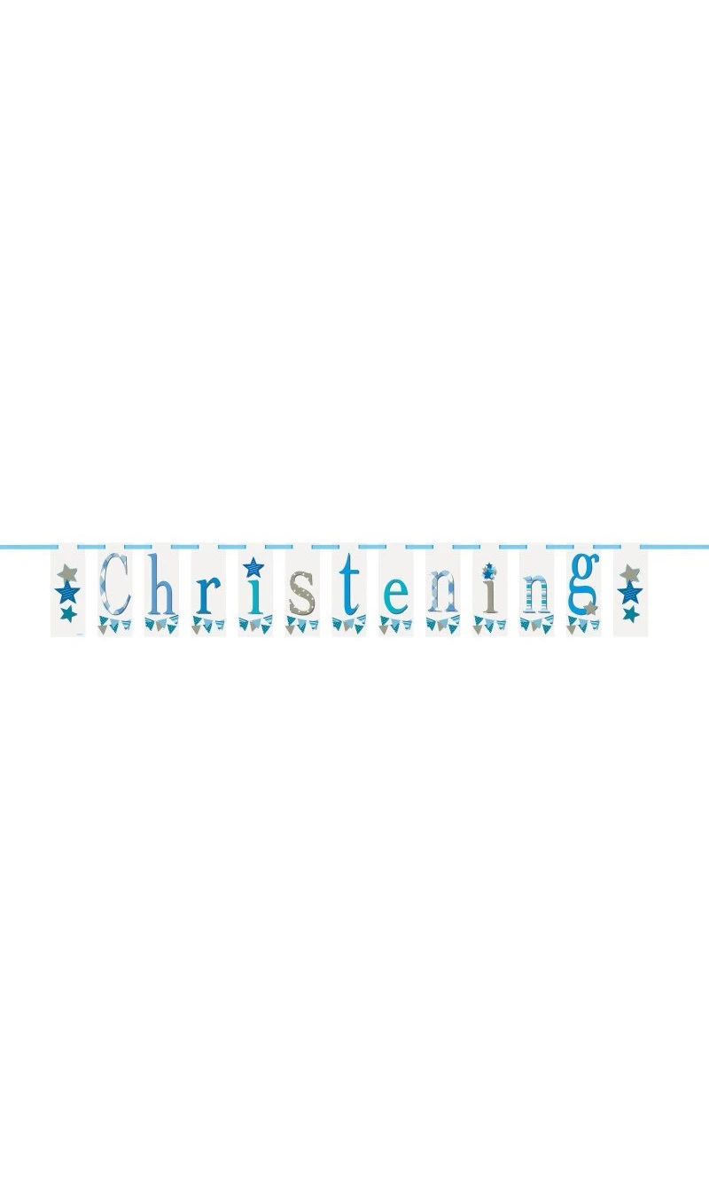 Blue Bunting Christening Decoration Banner - 7ft