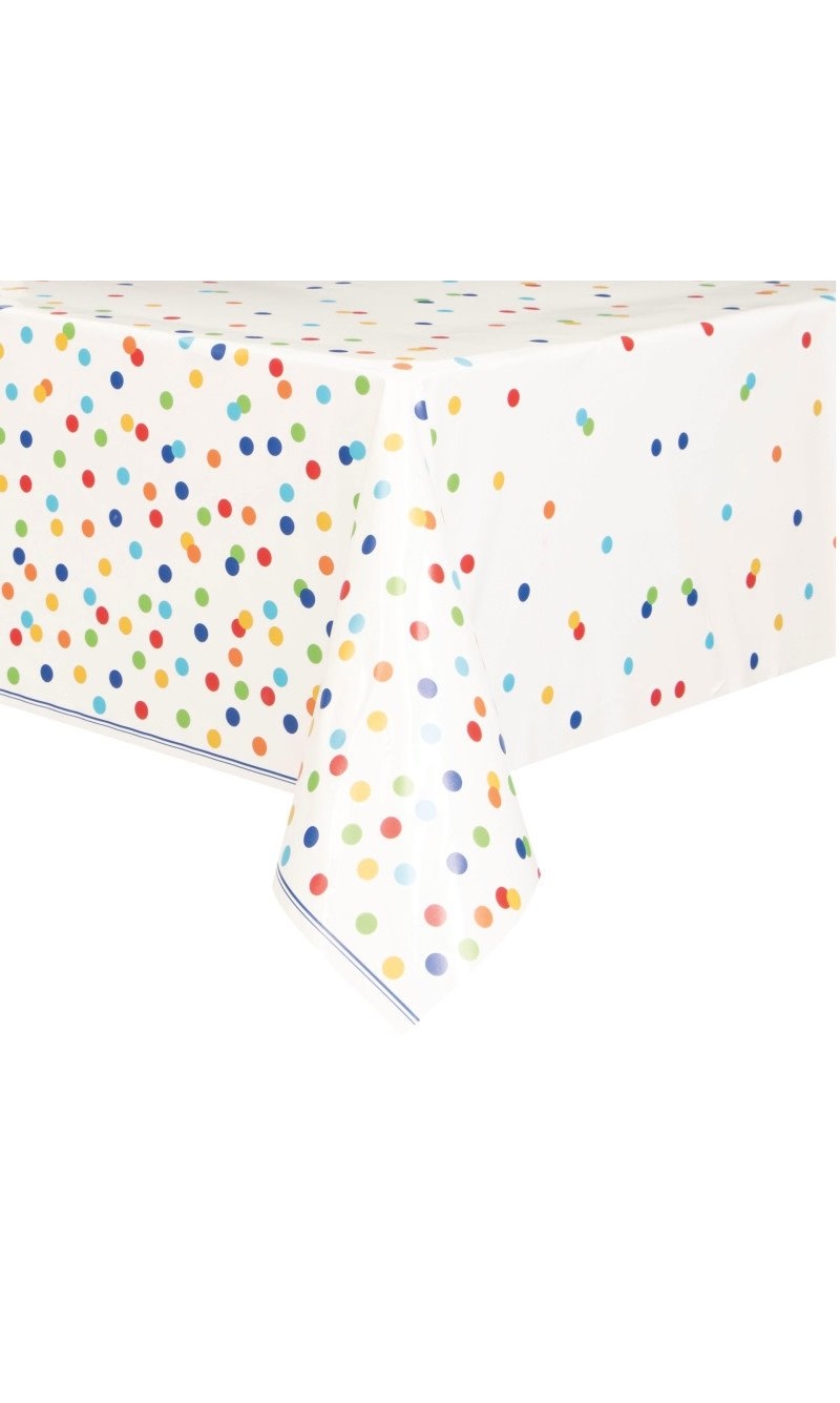 Rainbow Polka Dots Rectangular Plastic Table Cover - 137 x 213cm