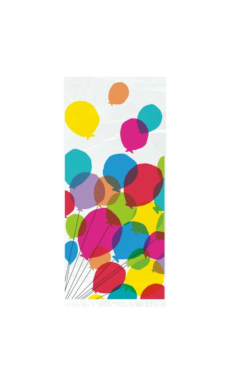 Balloons & Rainbow Birthday Cellophane Party Bags 5" x 11" - 20pk