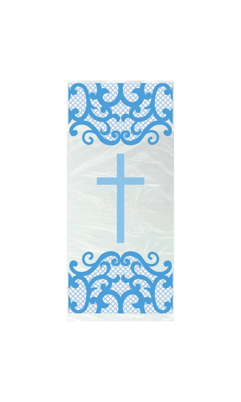 Fancy Blue Cross Cellophane Party Bags 5x11" - 20pk