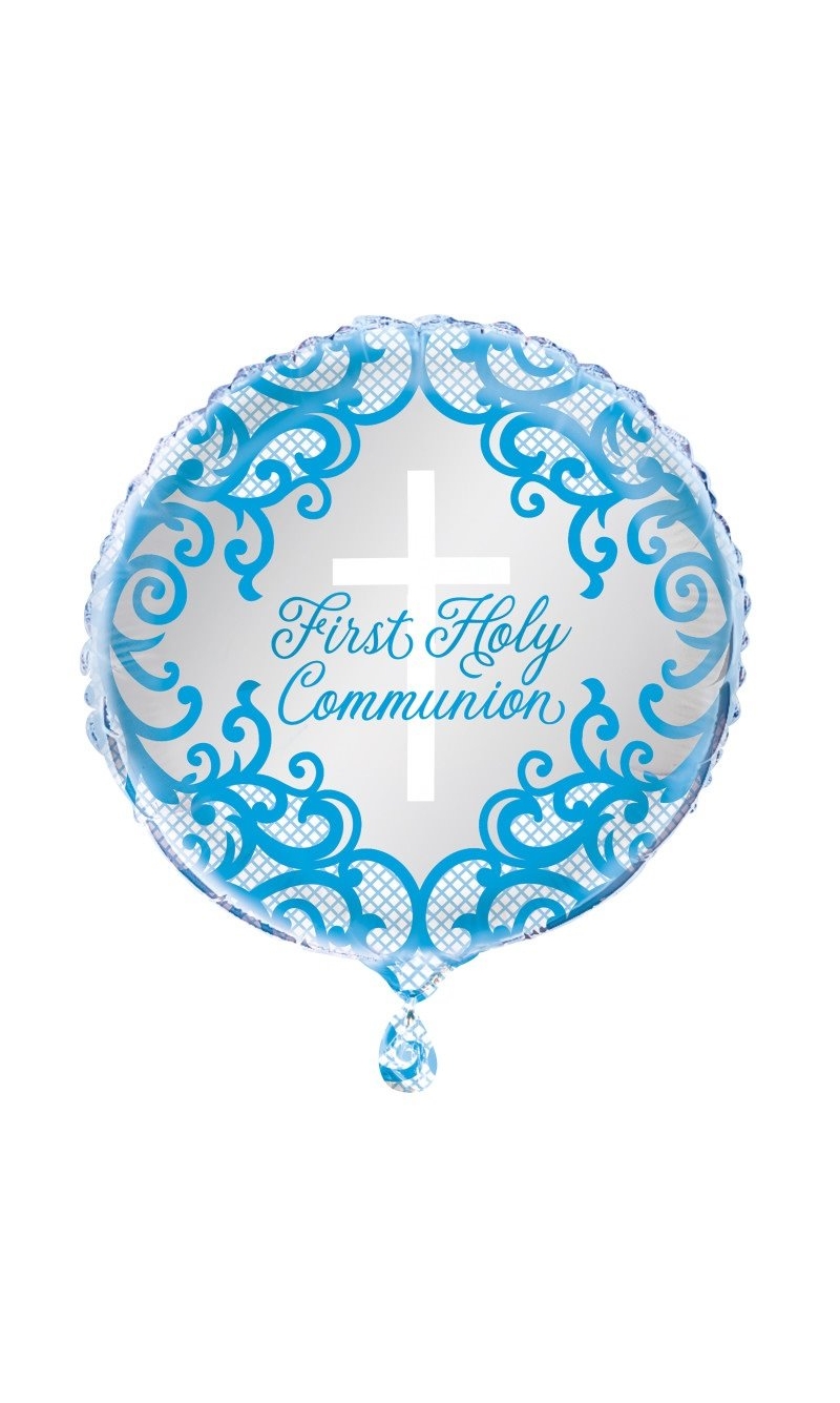 Fancy Blue Cross First Holy Communion 18" Foil Balloon