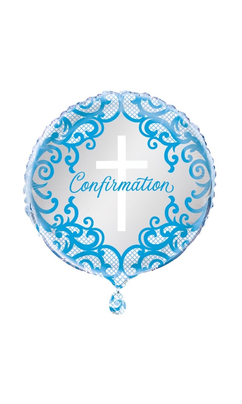 Fancy Blue Cross Confirmation 18" Round Foil Balloon