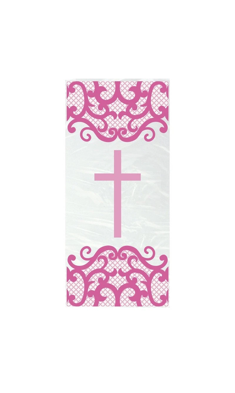 Fancy Pink Cross Cellophane Party Bags 5x11" - 20pk