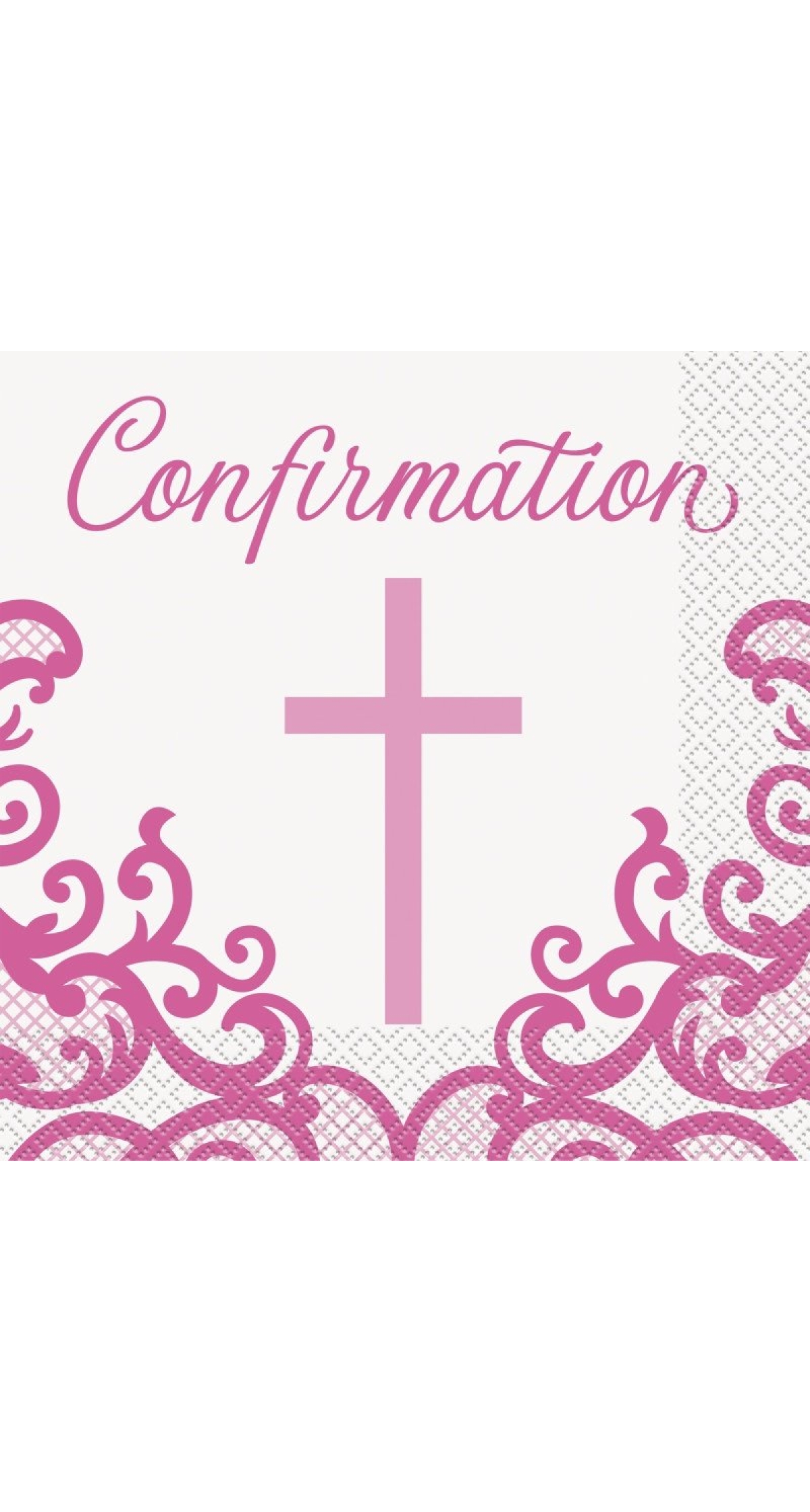 Fancy Pink Cross Confirmation Napkins - 16pk