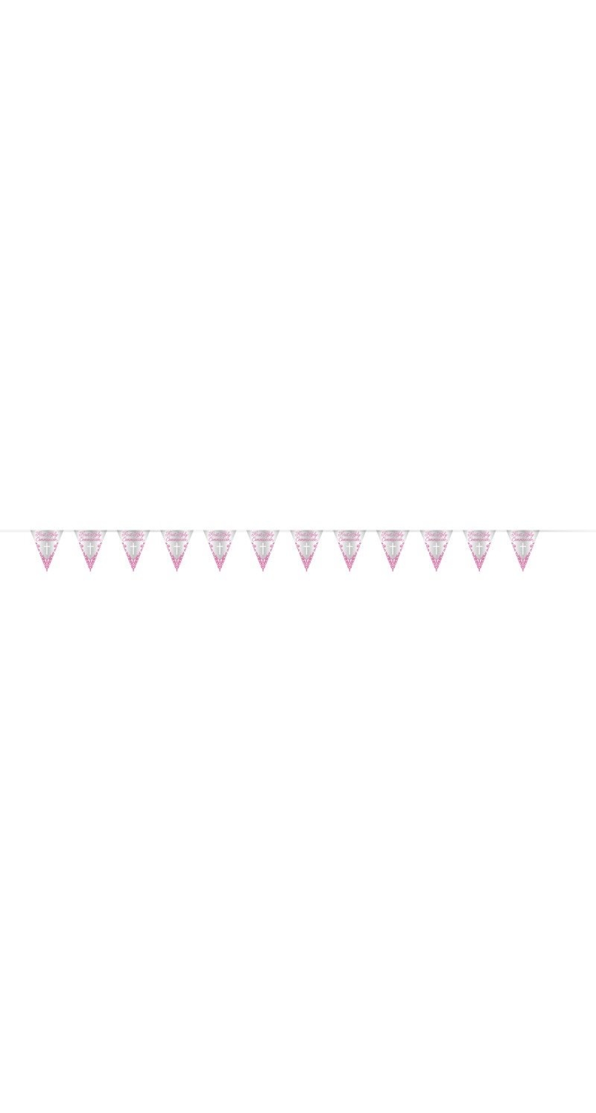 Fancy Pink Cross First Holy Communion Foil Flag Banner - 9ft