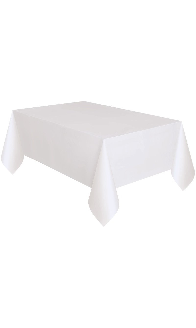 White Solid Rectangular Plastic Table Cover - 137 x 274cm