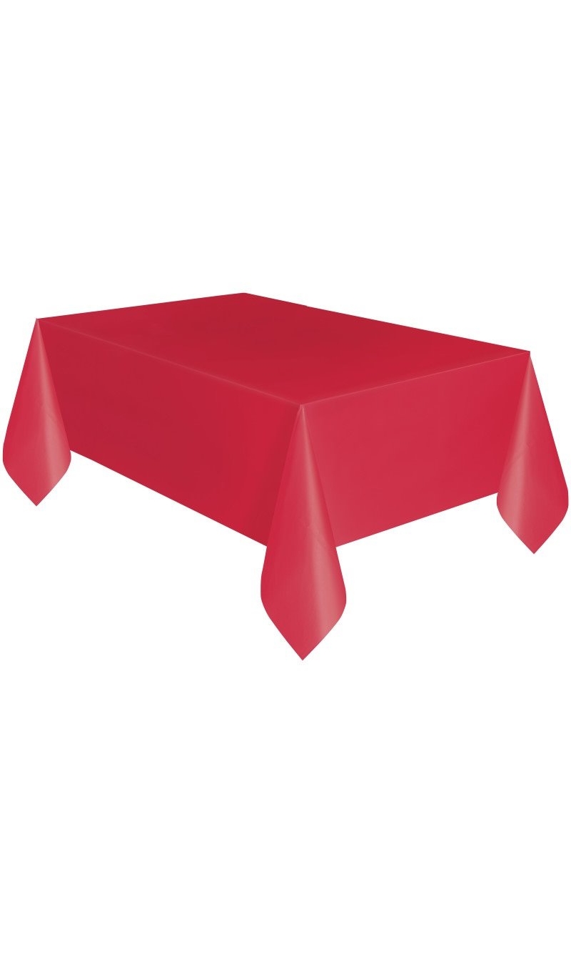 Red Solid Rectangular Plastic Table Cover - 137 x 274cm