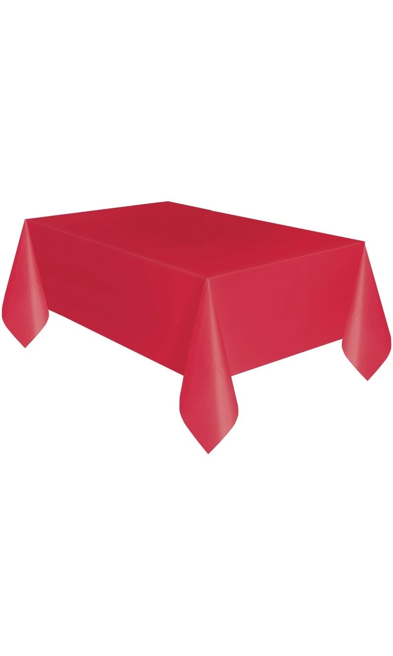 Red Solid Rectangular Plastic Table Cover - 137 x 274cm