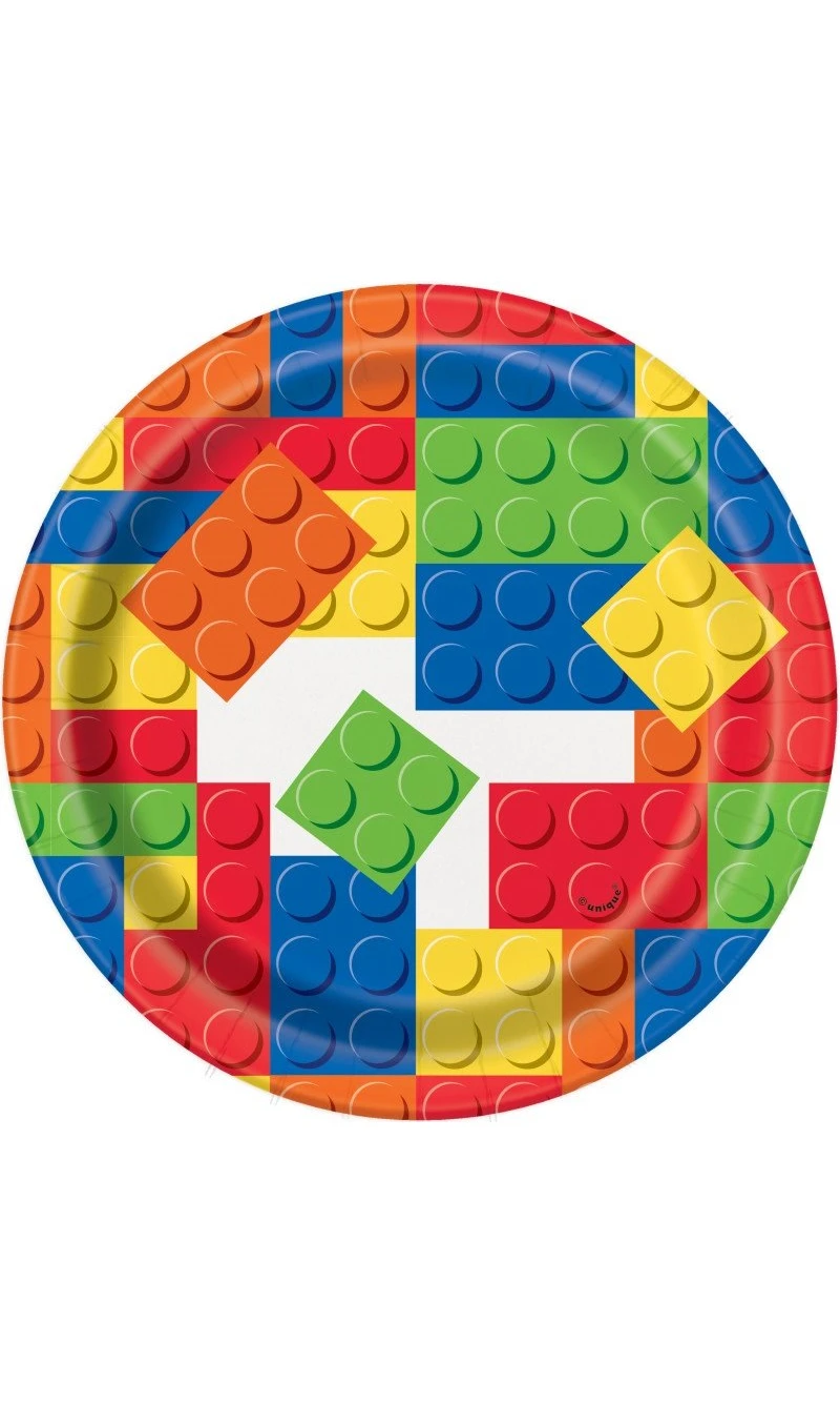 Building Blocks Birthday 7" Dessert Plates - 8pk