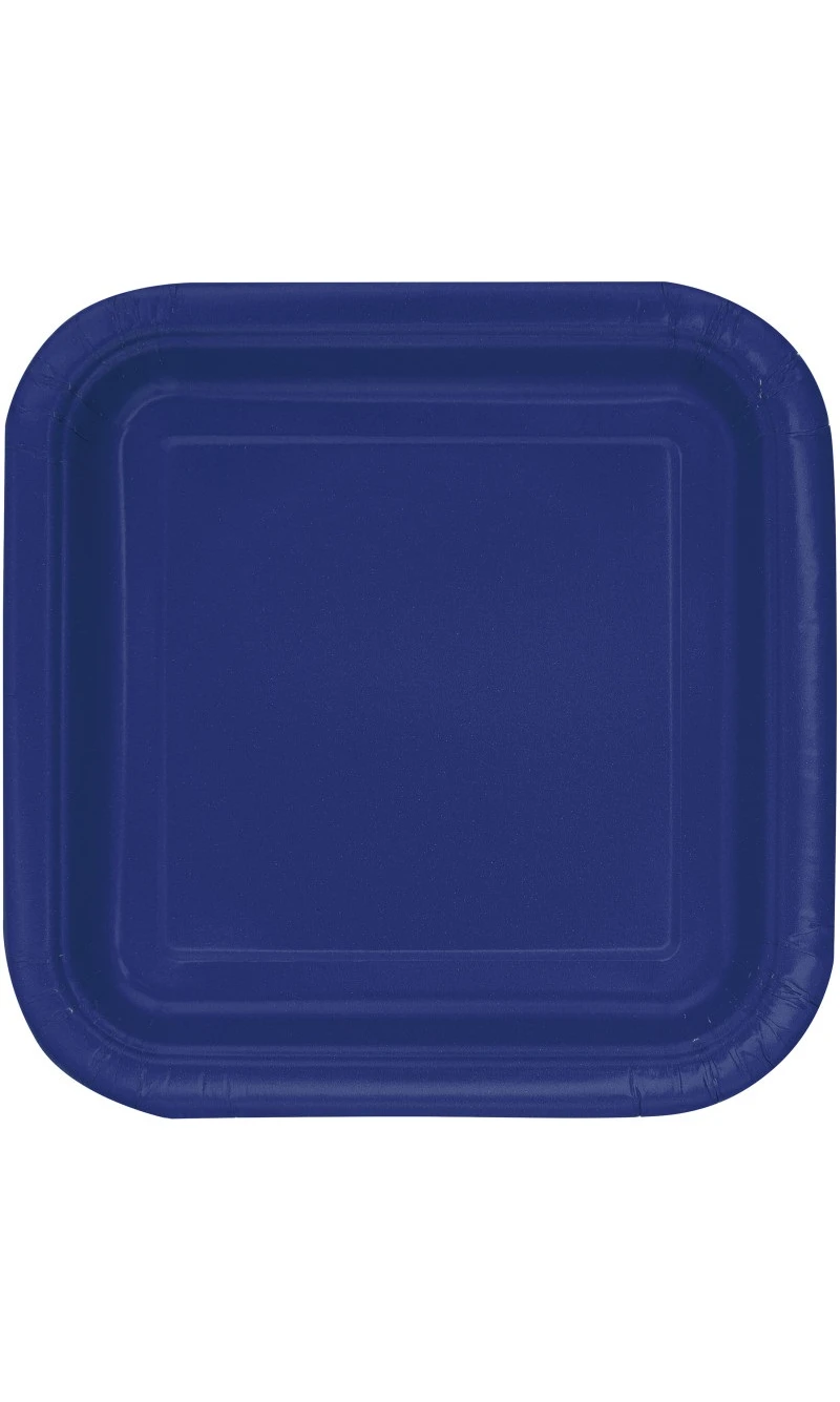 True Navy Blue Solid Square 9 Inch Dinner Plates - 14pk
