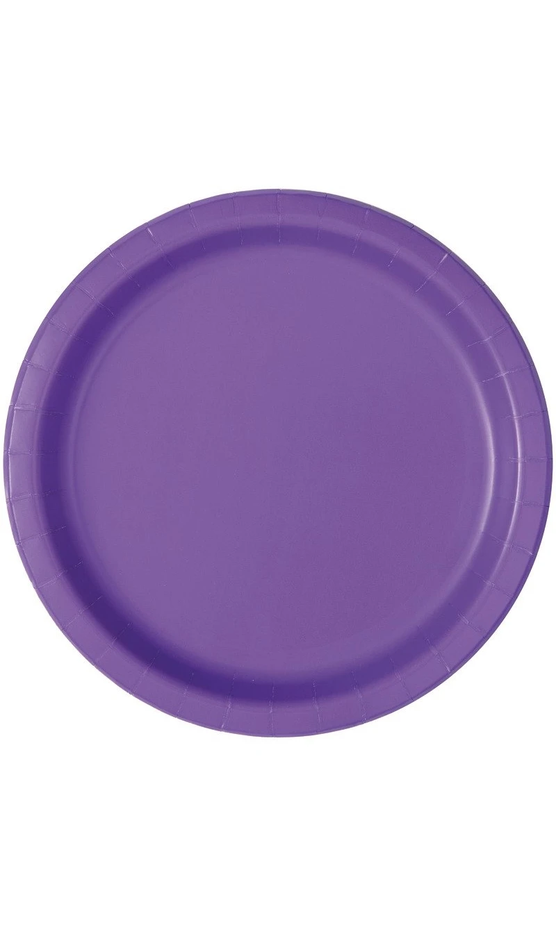 Neon Purple Solid Round 9 Inch Dinner Plates - 16pk