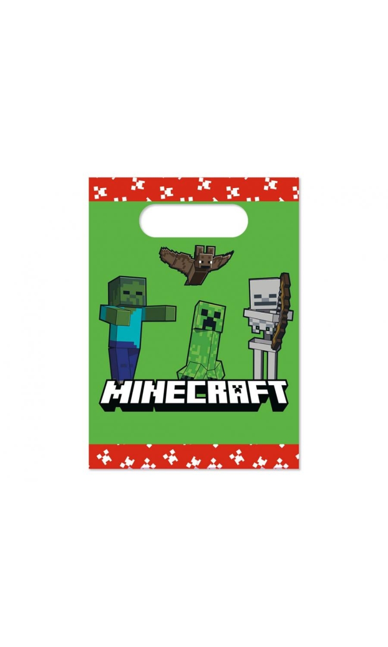 Minecraft Party Favors Paper Loot Bags - 4pk