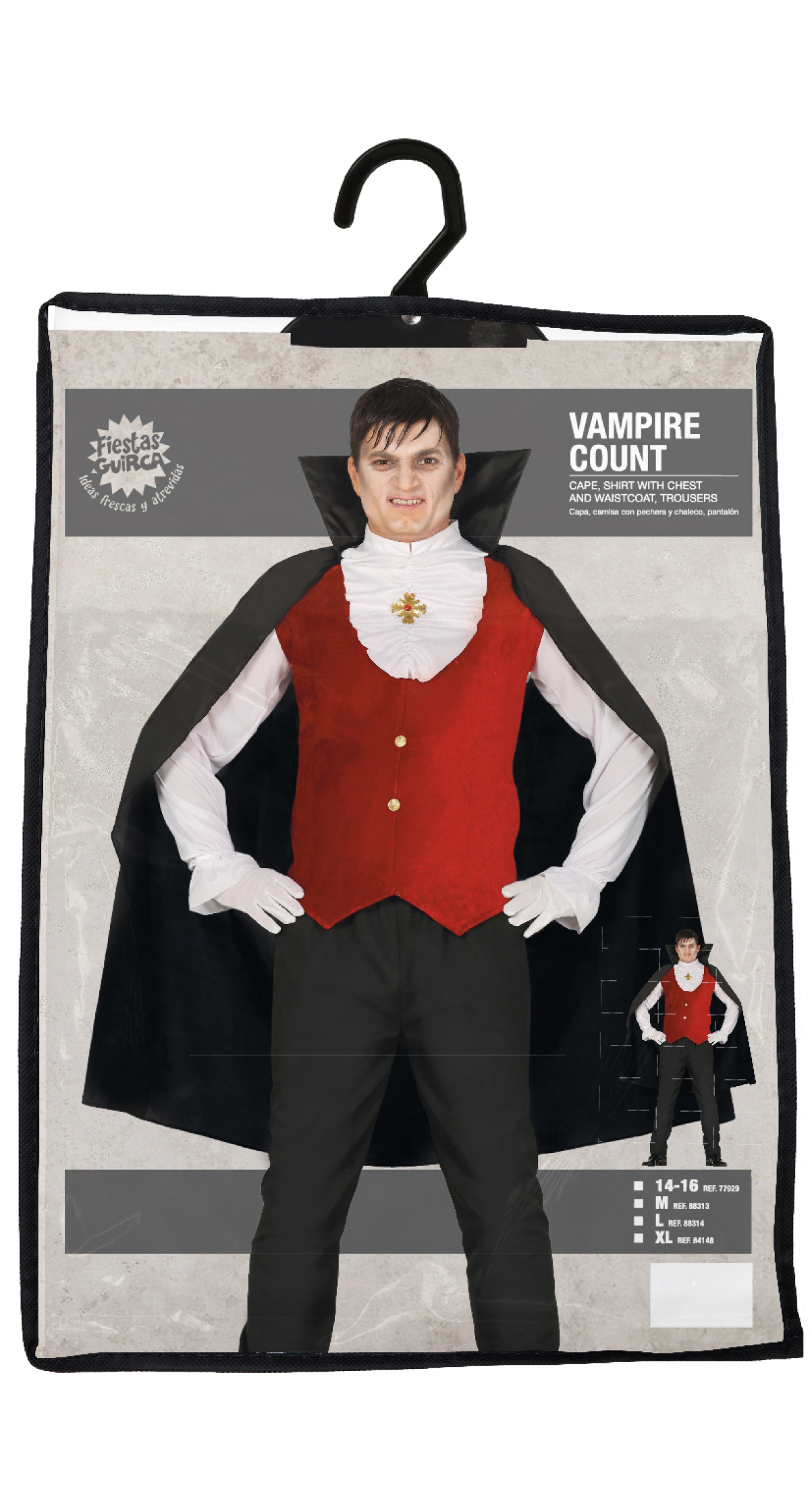 Vampire Count Man Costume - Age 14 to 16 Years