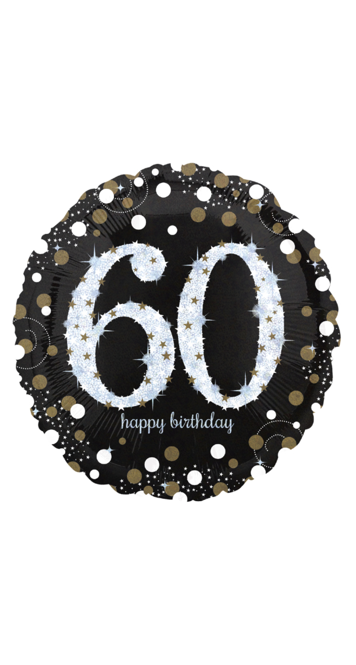 Holographic Sparkling Birthday Foil Balloon 43cm - No 60