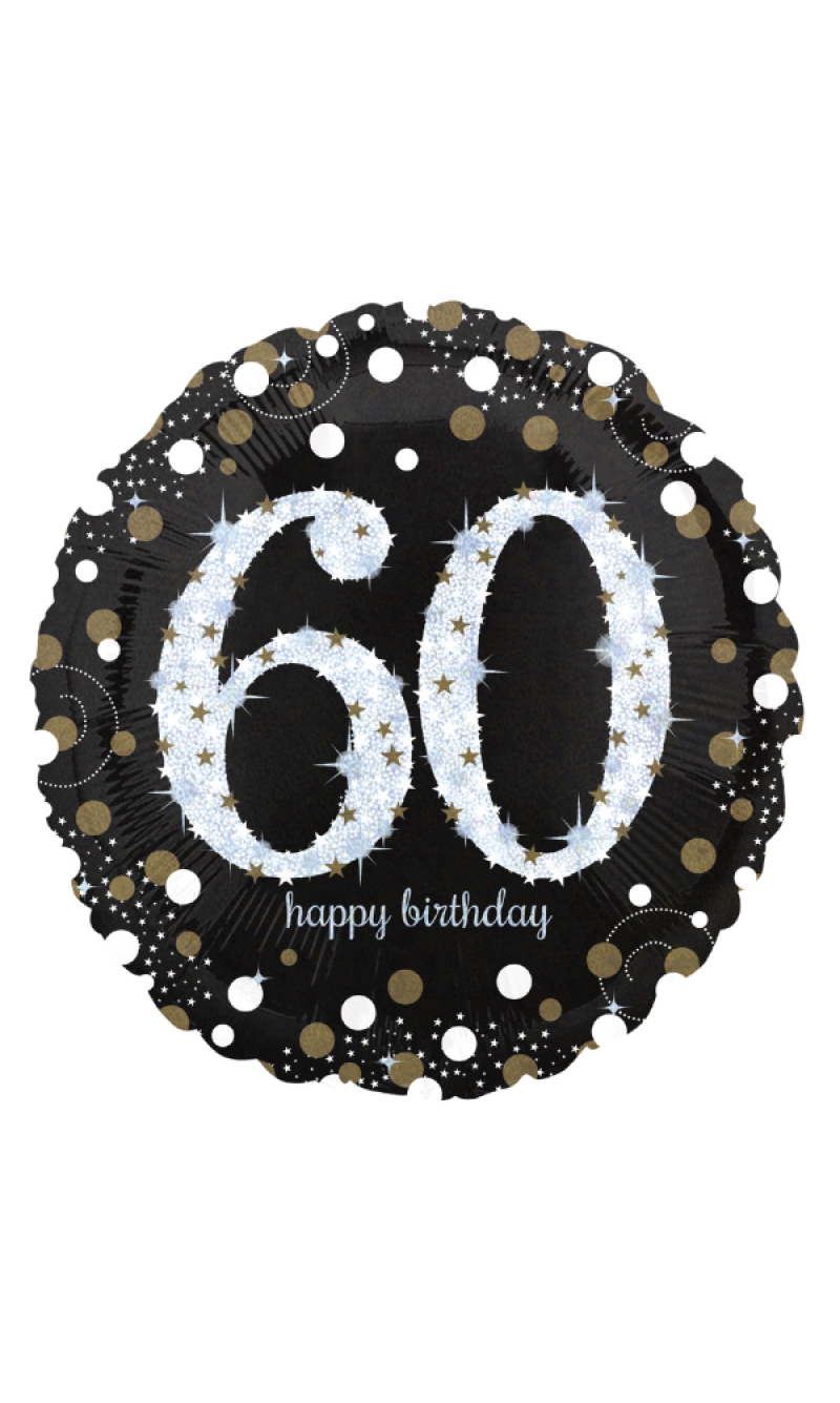 Holographic Sparkling Birthday Foil Balloon 43cm - No 60