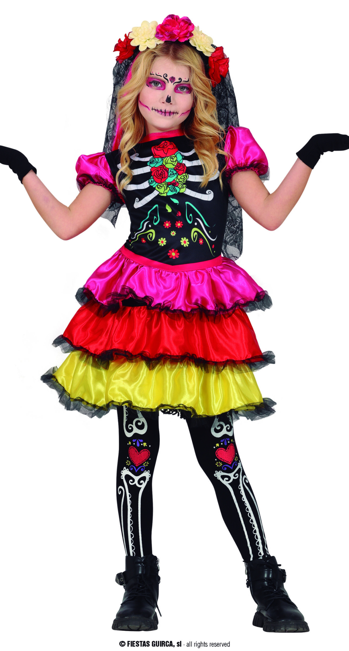 Scary Catrina Costume - Age 7 to 9 Years