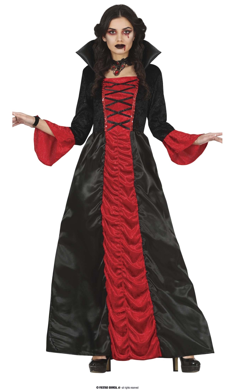Vampiress Red & Black Vampire Costume - Adult Size Small (36-38)