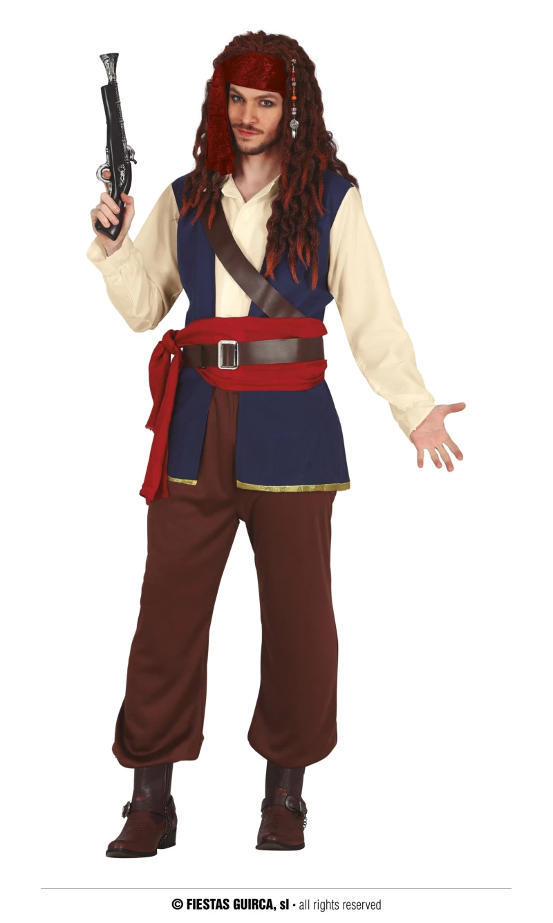 Jack The Pirate Man Costume - Adult Size Small (46-48)