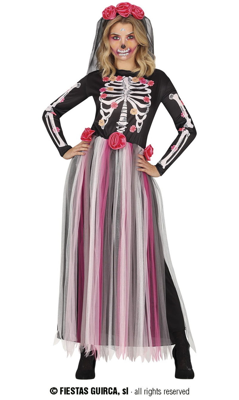 Catrina Elegant Skeleton Costume - Adult Size Meium (38-40)