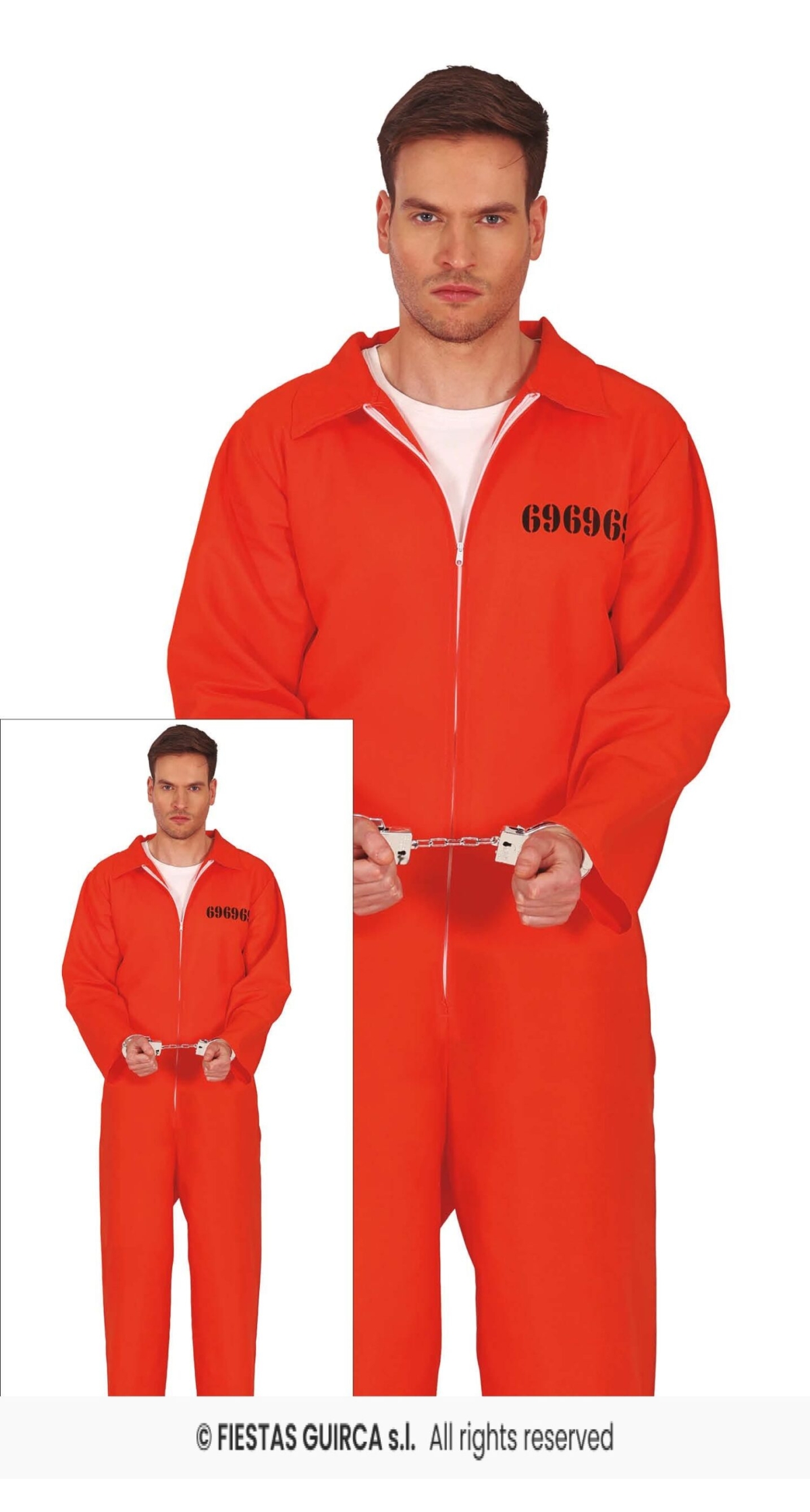 Orange Convict Prisoner Man Costume - Adult Size XXL (56-58)