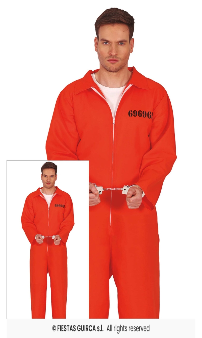 Orange Convict Prisoner Man Costume - Adult Size XXL (56-58)