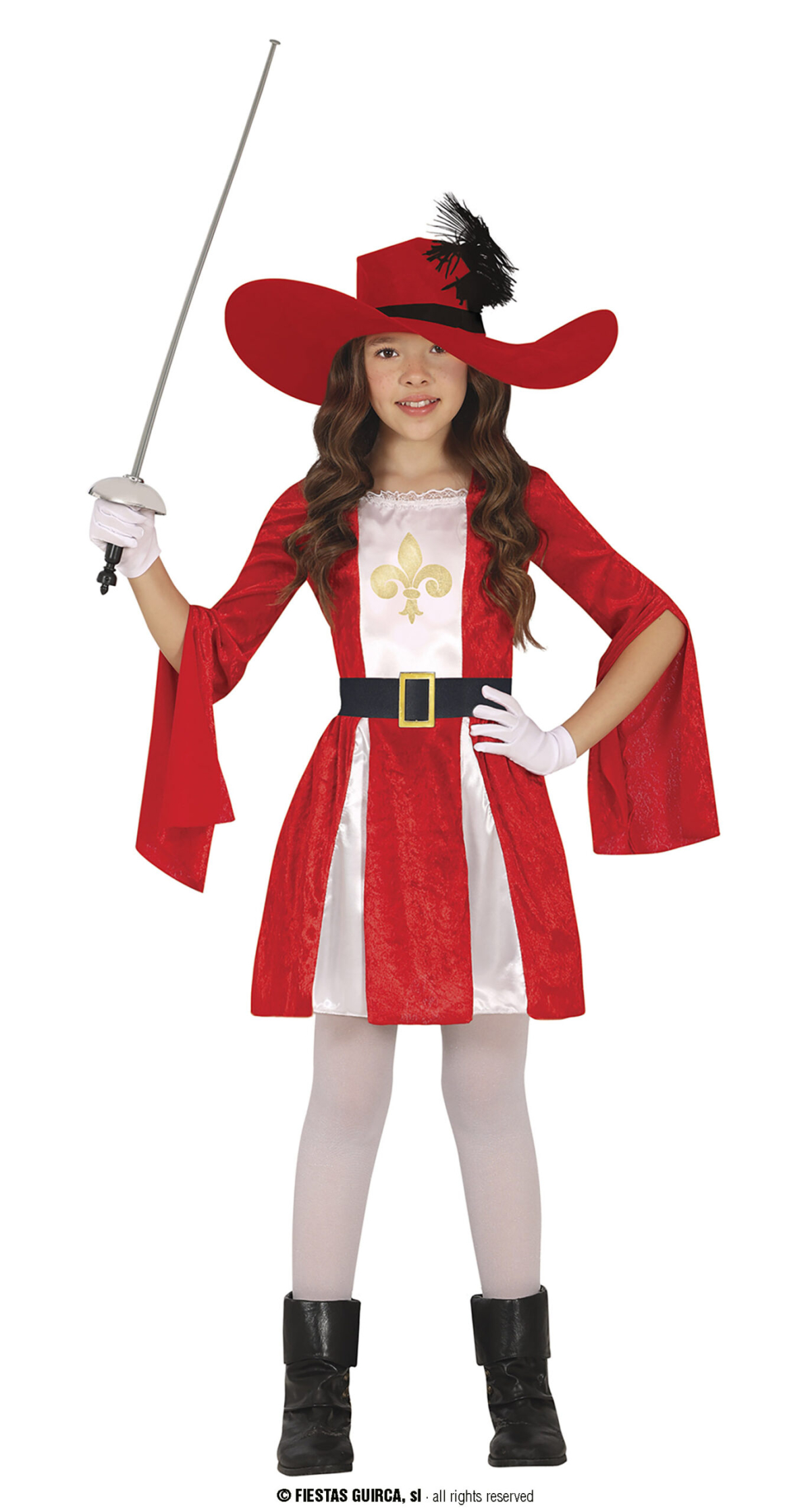 Red Musketeer Girl Costume - Age 10 to 12 Years