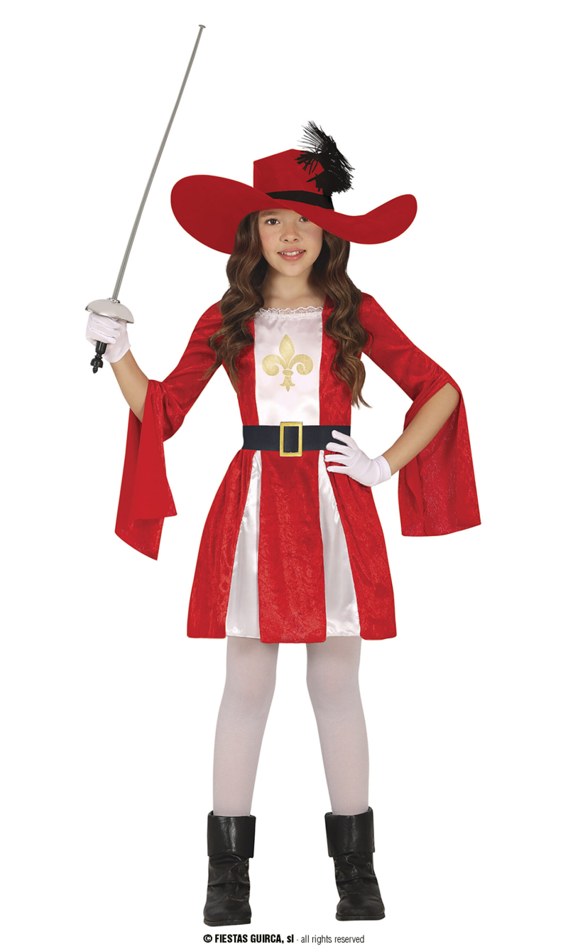 Red Musketeer Girl Costume - Age 10 to 12 Years