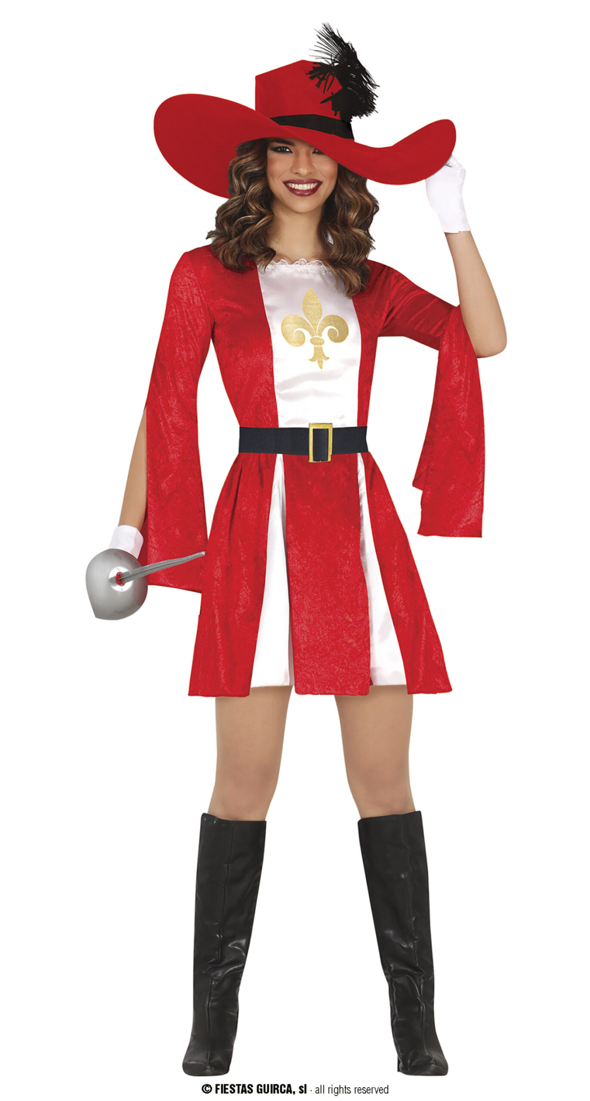 Sexy Red Musketeer Lady - Adult Size Small (36-38)