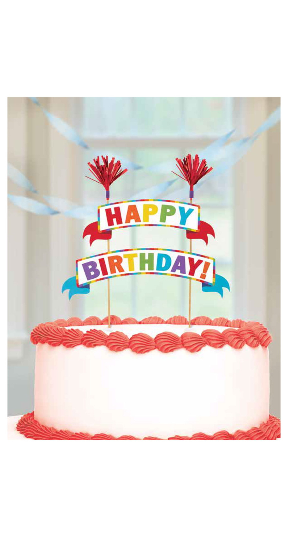 Happy Birthday Cake Topper Decoration Pennant Banner Rainbow - 15 x 20cm