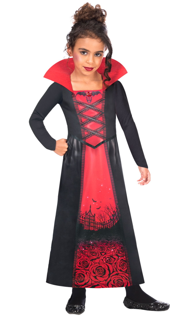Halloween Rose Vampiress Girl Costume - Age 6 to 8 Years