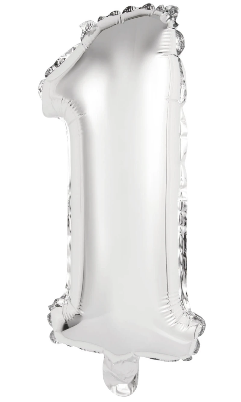 Mini Number 1 Silver Foil Balloon - 35cm
